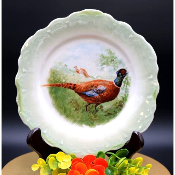 Antique Greiner & Herda, Hand Painted Pheasant Porecelain Plate. - Picture 2 of 5